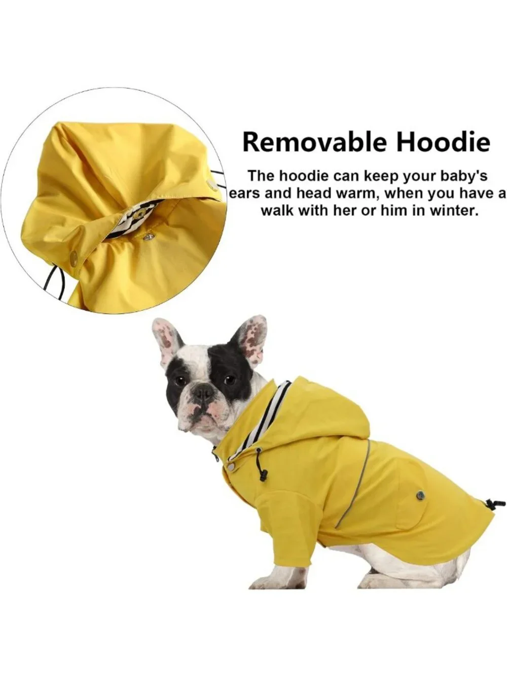 Waterproof Dog Raincoat with Reflective Buttons, Adjustable Hood & Legs - Yellow